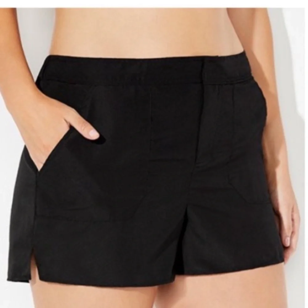 Women's Black Board Shorts Built in Brief Plus Size 24 Nwt Swimsuits For All
